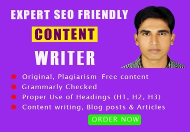 I will Provide Unique and well-Researched 500 words Content Writing Blogs