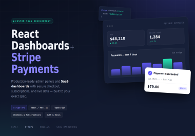 I will develop a custom React admin dashboard with Stripe payments