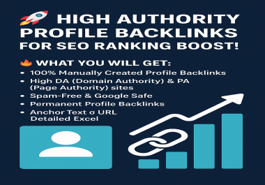 I will make 100 Manual High Authority 100+ Profile Backlinks for your website.