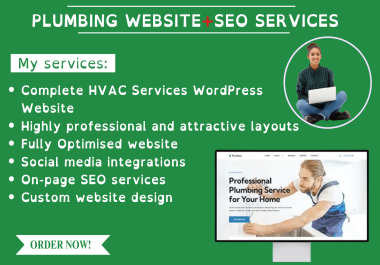 I will design a plumbing business website,  construction,  HVAC,  roofing,  + on-page SEO services