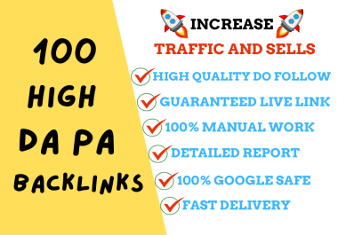 I will build 100 white hat SEO backlinks on High DA PA websites.