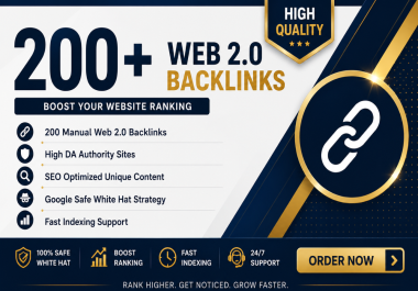 200 High Quality Web 2.0 Backlinks for White Hat SEO
