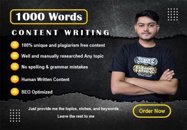I Will Deliver 1000 Words of Professional,  Unique and SEO-Optimized Content
