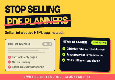I will create an offline HTML digital planner to sell on Etsy