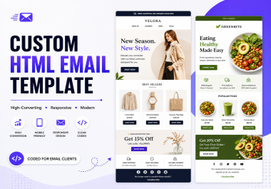 I will design a custom HTML high-conversion-focused email template