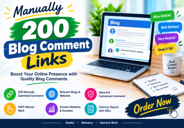 Manually 200 High Authority Blog Comment Links