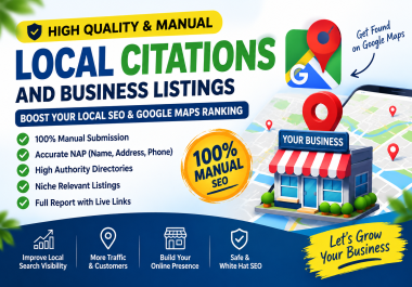 I will build manual local citations and business listings for local SEO
