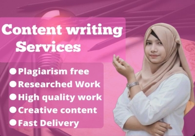 High Quality 1000+ Words SEO Content Writing Fast Delivery & Keyword Optimized