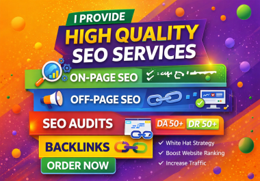 I will provide on page SEO,  off page SEO,  SEO audits and backlinks for your website