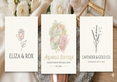 I Will Design a Watercolor,  Signature,  and Elegant Boho Boutique Logo