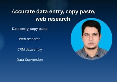 I will do fast and accurate data entry, web research,  and typing work