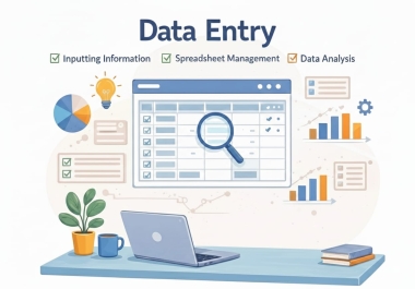 I will do professional Data Entry,  copy paste,  web research and Excel work.