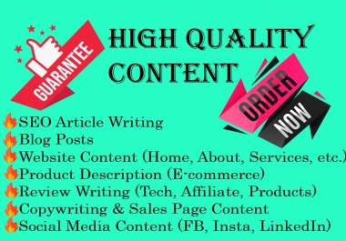 5&times 1000 Words High-Quality Unique Content for Blogs & Websites