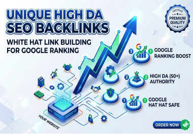 I will seo backlinks high da white hat google ranking