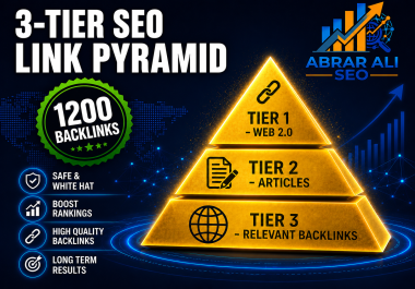 Complete 3 Tier SEO Link Pyramid DA 40-50 Buy 2 Get 1 Free