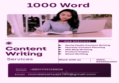 1000 words Blog post writing in English 100 ai free