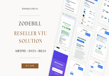 ZodeBill - VTU & Bills Payment Web App Airtime,  Data,  Electricity,  Cable TV,  Wallet & API