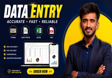I will do accurate data entry,  web research,  excel tasks and virtual assistant work