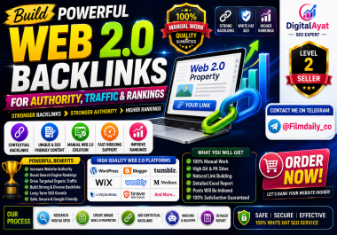 Build 100 Powerful Web 2.0 Backlinks for Authority,  Traffic & Rankings