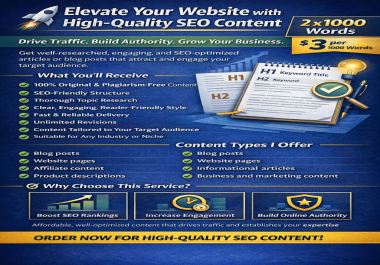 Elevate Your Website with High-Quality SEO Content 2 x 1000 Words