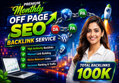 I Will Provide Manual 100K Premium Monthly Off Page SEO Dofollow Backlinks 2026