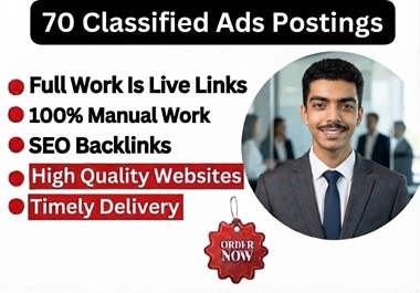 Upgrade & publish 70 manual classified ads postings on high-quality USA websites.
