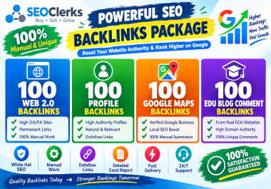 I Will Build 400 Manual SEO Backlinks Web 2.0,  Profile,  Maps & EDU