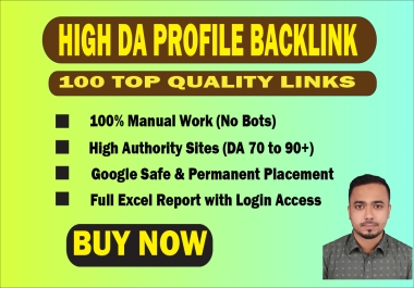 I will create 100 authority profile backlinks for website ranking