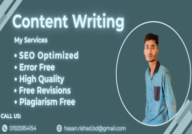 I will write 1500 words website content, SEO friendly and full plagirism free On any topic