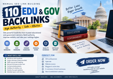 110 EDU & GOV Backlinks - High Authority Manual SEO Link Building