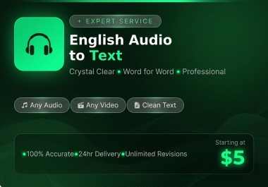 Transcription of English audio and video to text