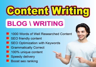 I will write 1000+ Premium Quality SEO Words for any content