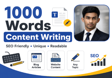 I will write 1000 words SEO friendly content for any topic