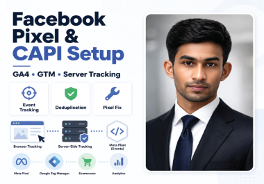 I will set up Meta Pixel,  Conversion API,  GA4,  and GTM tracking