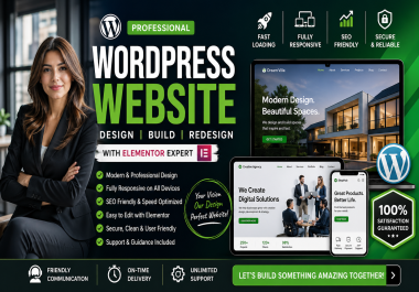 i will design wordpress website build redesign wordpress website development elementor