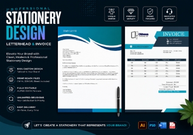 Clean & Minimalist Business Stationery Bundle Letterhead and Invoice