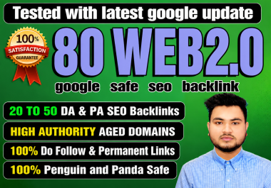 I will do Provide 80 Permanent WEB2.0 Backlinks With High DA PA TF CF