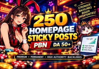 250 DA 50+ PBN Homepage Sticky Posts - Powerful SEO Authority Backlinks