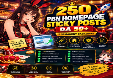 250 DA 50+ PBN Homepage Sticky Posts - Powerful SEO Authority Backlinks