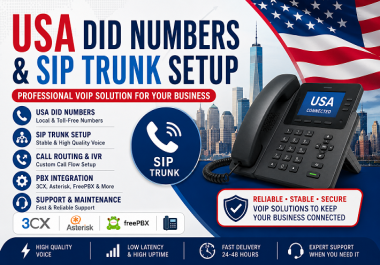 I will provide professional SIP trunk setup with DID and cloud PBX support