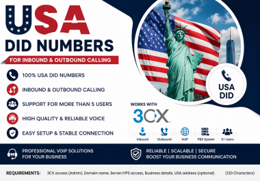 I will provide USA DID numbers for VoIP,  SIP trunk and business calls