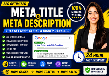 I Will Create SEO Optimized Meta Titles and Meta Descriptions For 1 PAGE