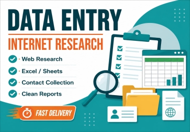 I will do accurate data entry and internet research