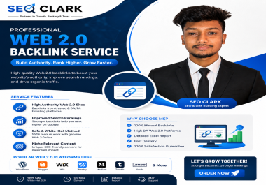 I will create 50 high authority Web 2.0 backlinks for SEO ranking.