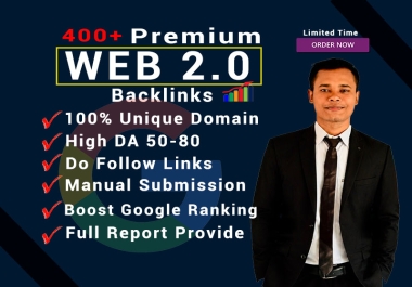 Manually 400 seo backlinks with high authority da
