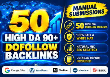 50 DA 90-100 Dofollow SEO Backlinks