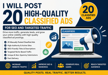 I Will Post 20 High Quality Classified Ads for SEO and Traffic