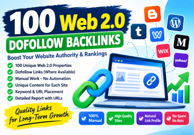 I Will Build 100 Web 2.0 Dofollow Backlinks Manually