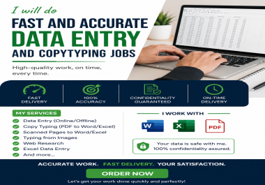 I will do fast and accurate data entry and copytyping jobs