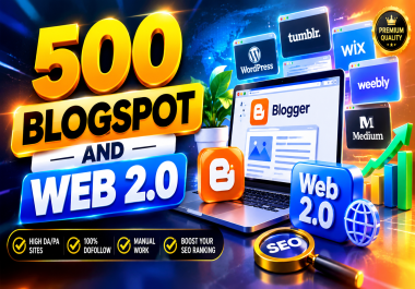 standard Backlinks for 500 Web2.0 and blog spot multi tier backlink for your website